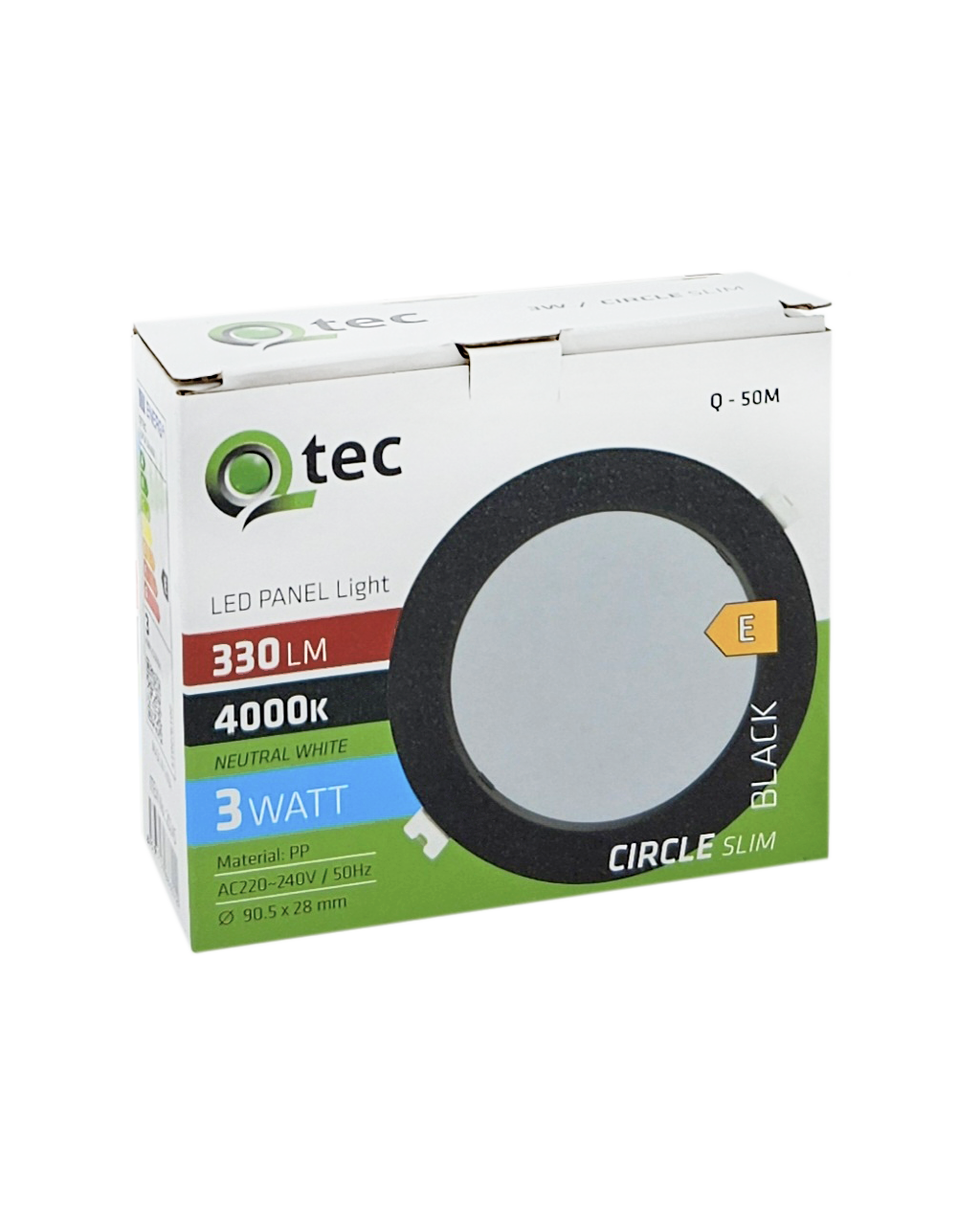 Q-50M LED panel 3W 330lm 4000K fekete - kör süllyeszätt Qtec - Image 4
