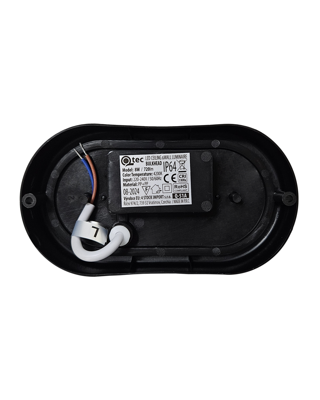 LED mennyezeti lámpa Q-51A 8W 720lm 4200K IP64 - fekete QTEC - Image 3
