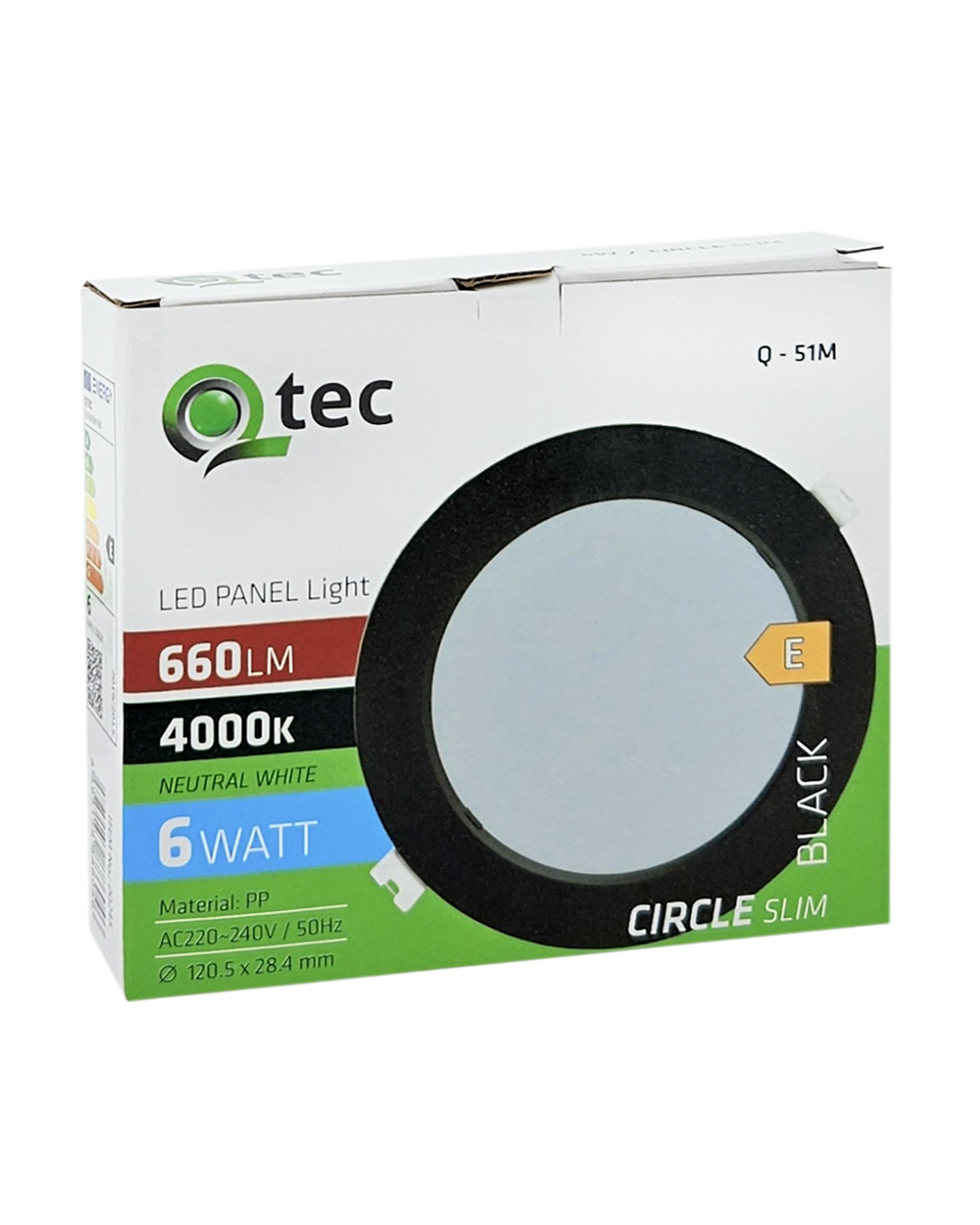 Q-51M LED panel 6W 660lm 4000K fekete – kerek, sullyesztt Qtec Q-51M LED panel 6W 660lm 4000K fekete – kerek, sullyesztt Qtec