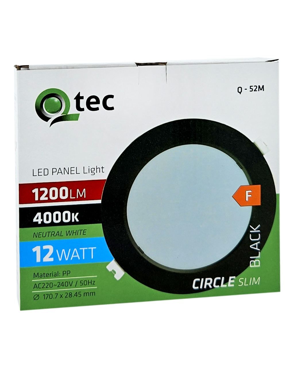Q-52M LED panel 12W 1200lm 4000K fekete – kerek, sullyeszett Qtec Q-52M LED panel 12W 1200lm 4000K fekete – kerek, sullyeszett Qtec