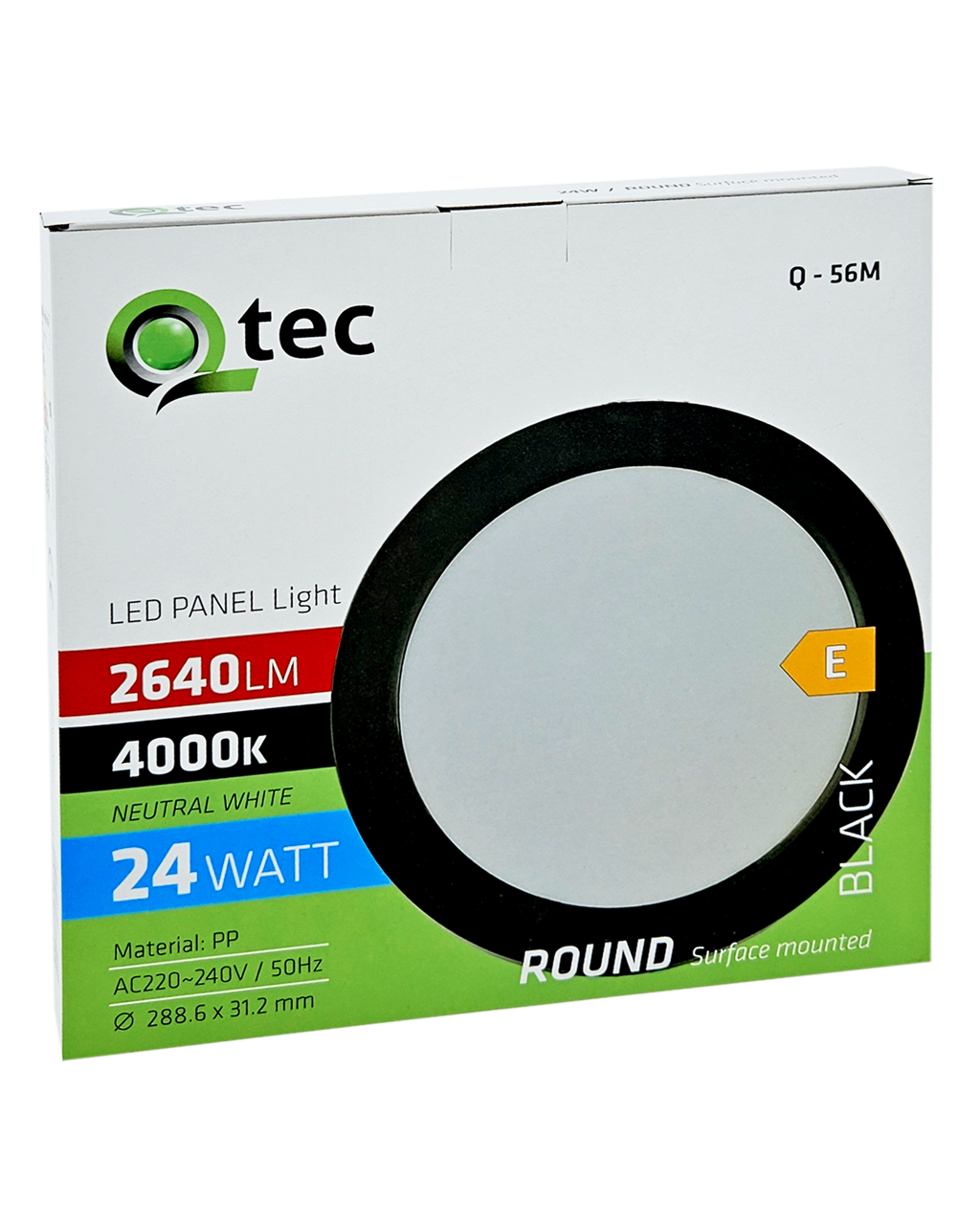 Q-56M LED panel 24W 2640lm 4000K fekete – kör ökötül szellert Qtec Q-56M LED panel 24W 2640lm 4000K fekete – kör ökötül szellert Qtec