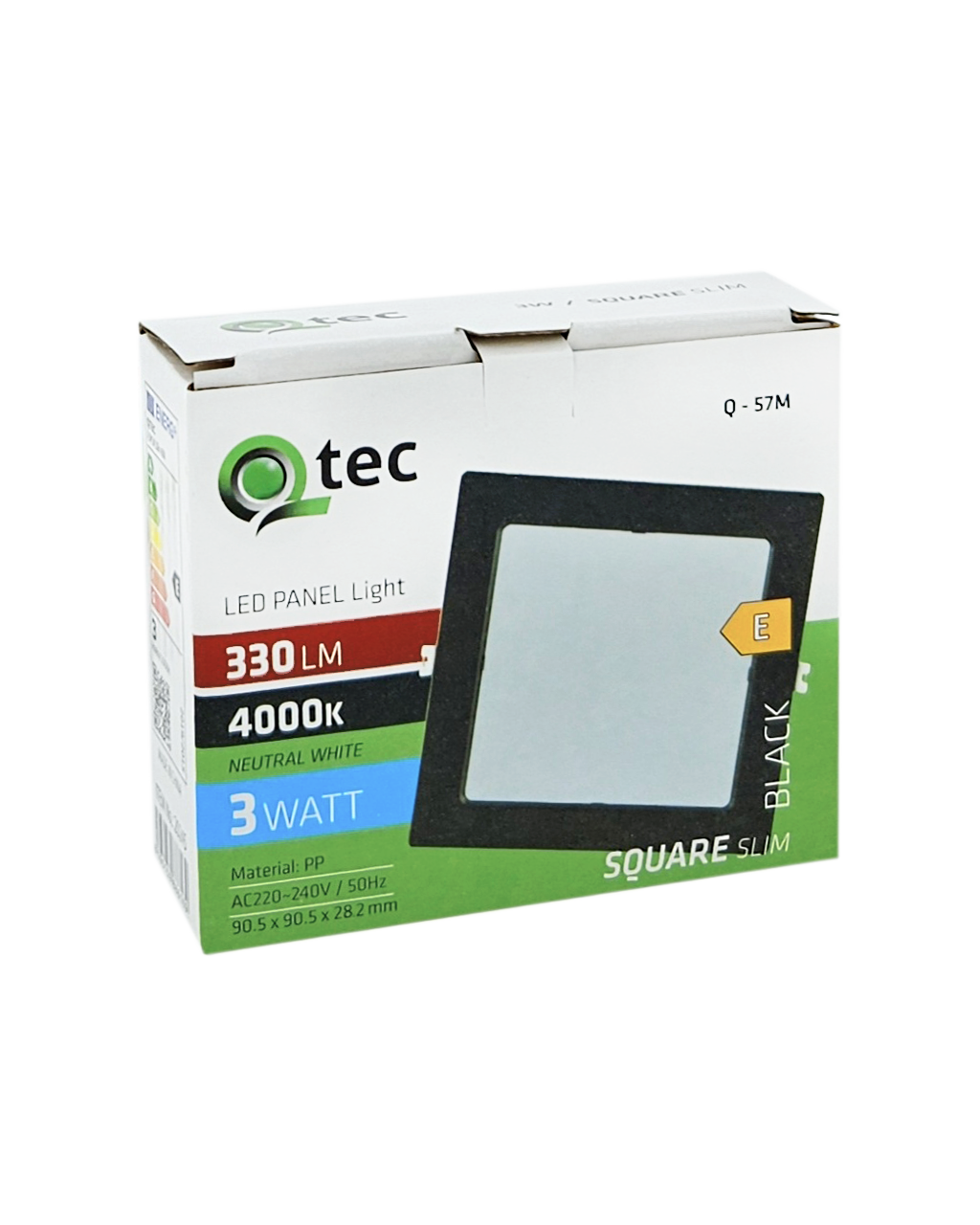 Q-57M LED panel 3W 330lm 4000K fekete - négyzet alakú, felületre szerelhető Qtec - Image 2