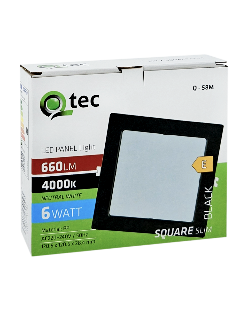 Q-58M LED panel 6W 660lm 4000K fekete - szávetá szállát séreletre sérelhetó Qtec - Image 3