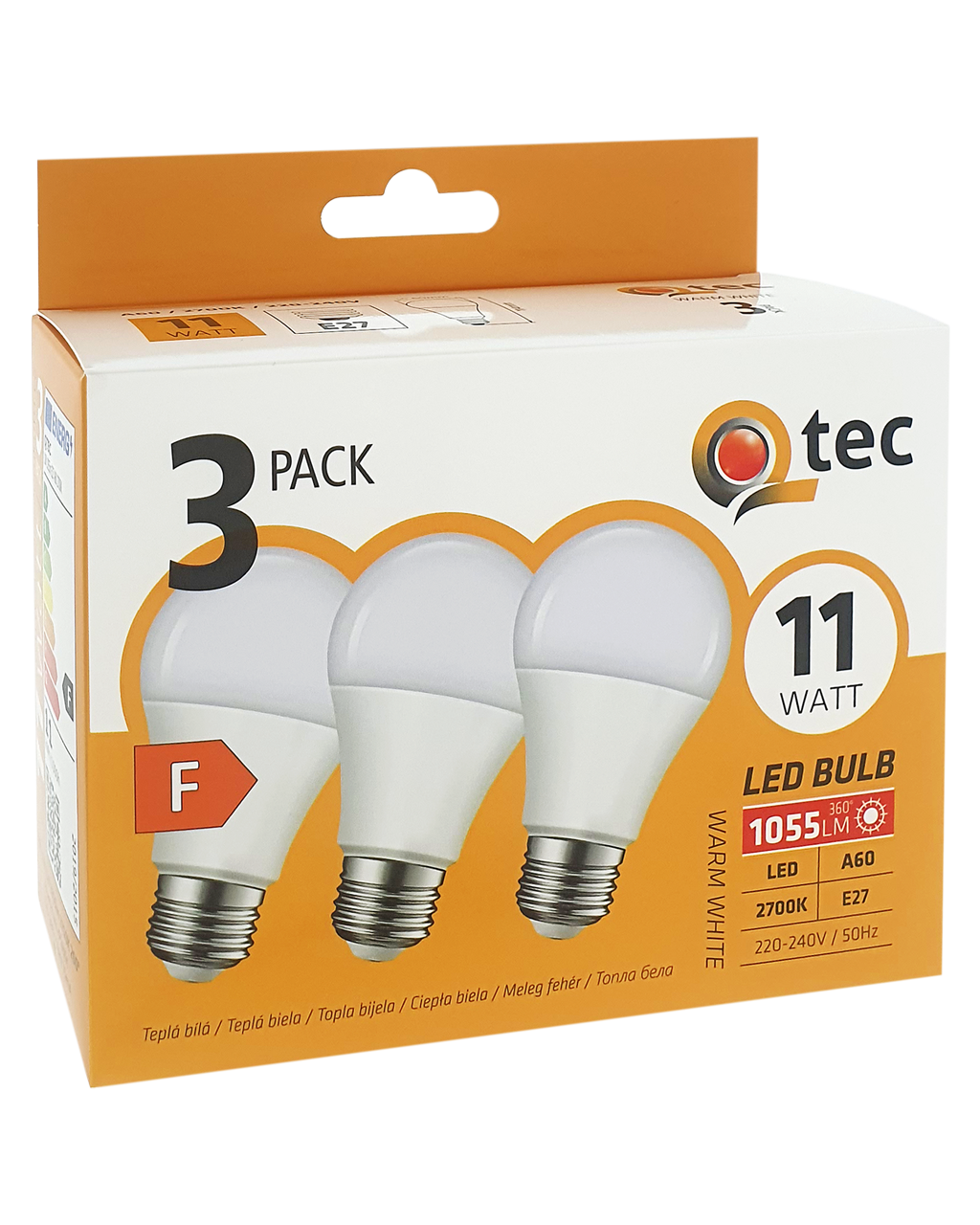 Q-TEC 11W/3 A60/E27 2700K 1055lm/meleg fehér 3 db-os Q-TEC 11W/3 A60/E27 2700K 1055lm/meleg fehér 3 db-os
