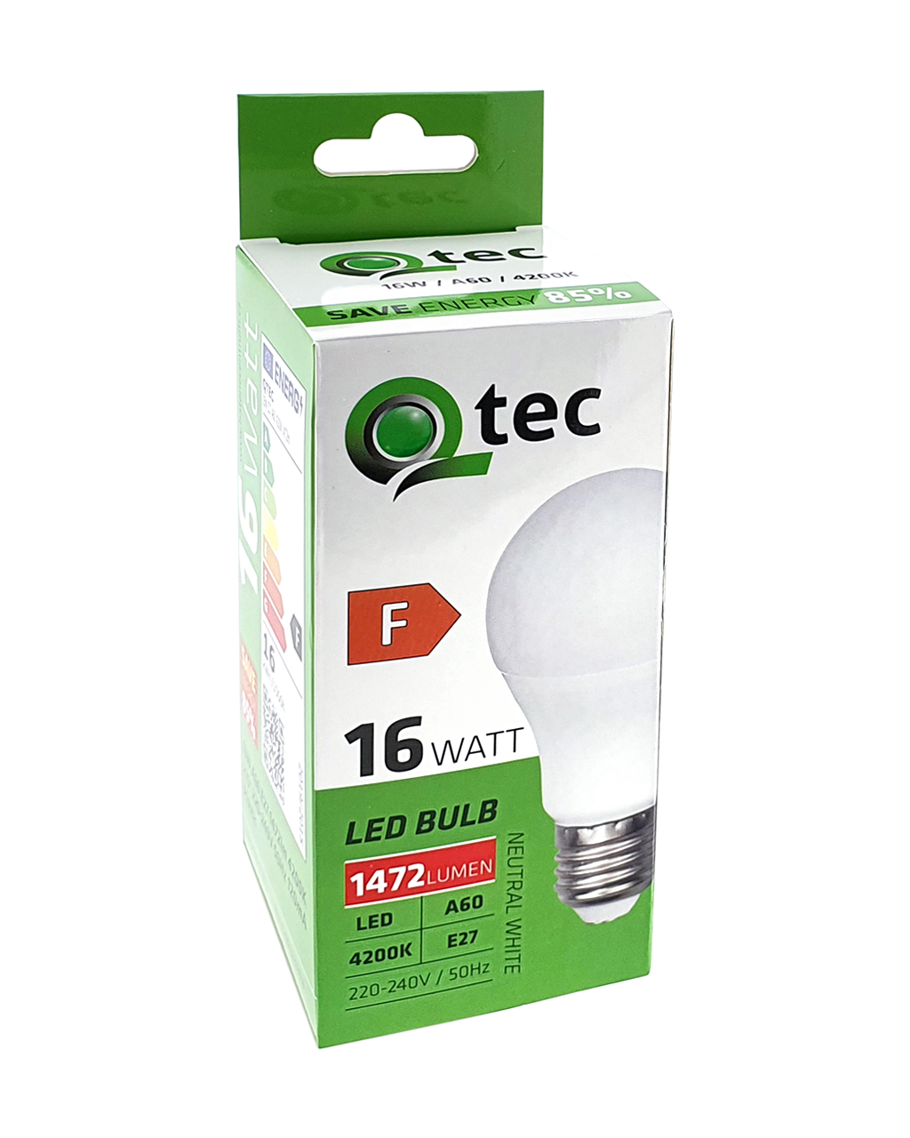 Q-TEC 16W A60 E27 4200K semleges fehér Q-TEC 16W A60 E27 4200K semleges fehér