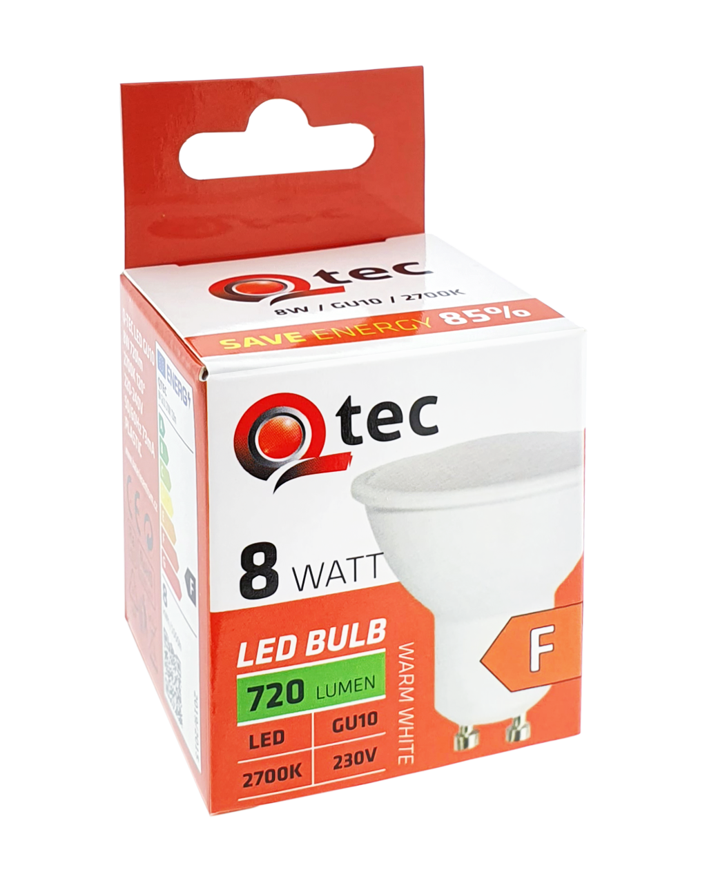 Q-TEC 8W GU10 720lm 2700K meleg fehér Q-TEC 8W GU10 720lm 2700K meleg fehér