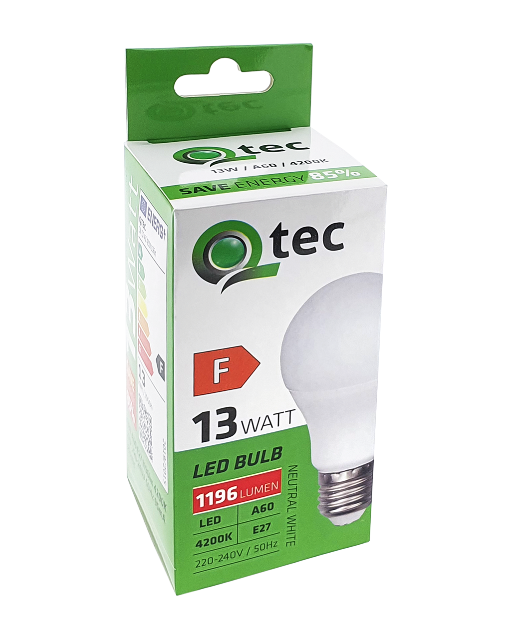 Q-TEC 13W A60 E27 4200K semleges fehér - Image 3