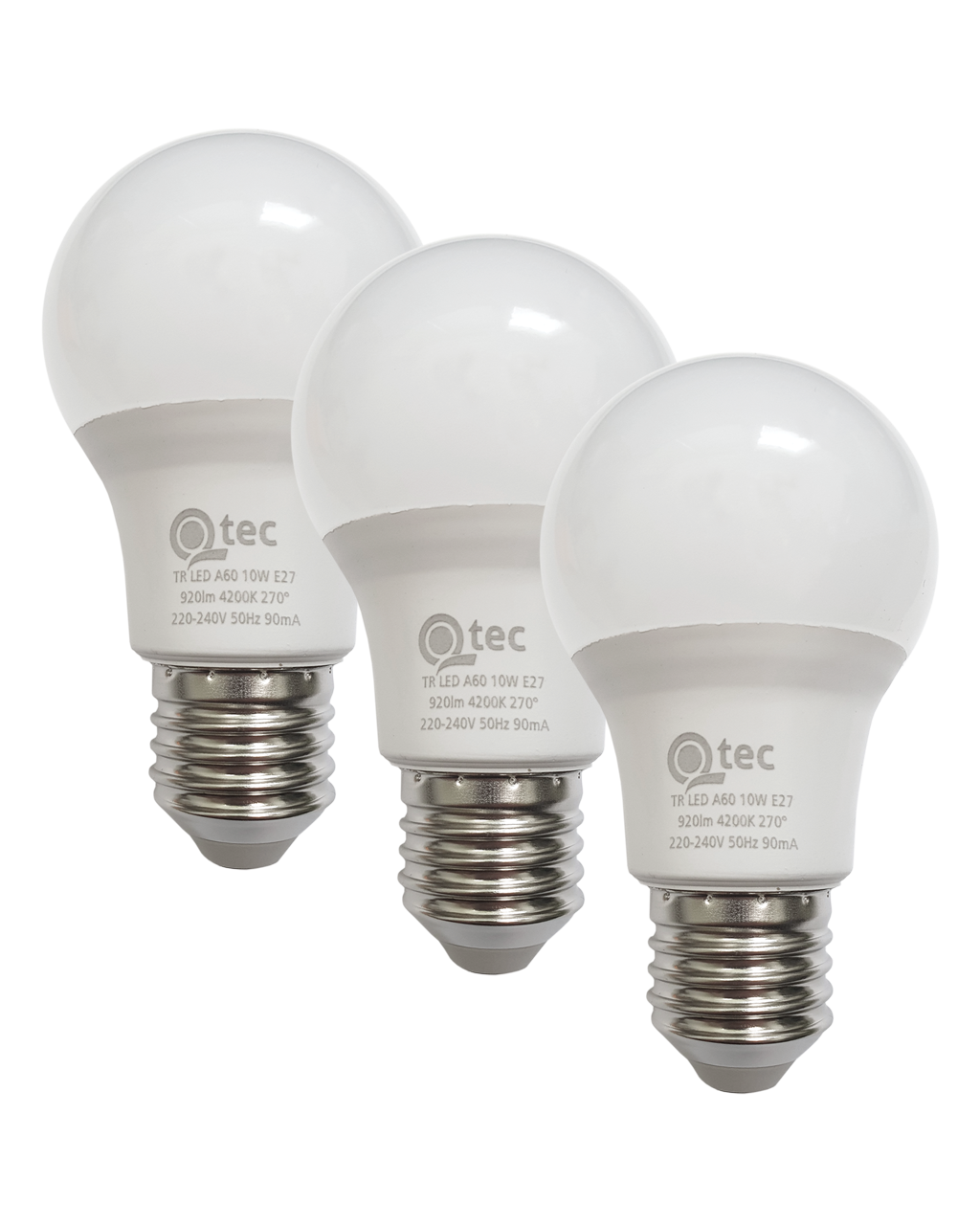 Q-TEC 10W/3 A60/E27 4200K 3920lm semleges fehér 3 db-os