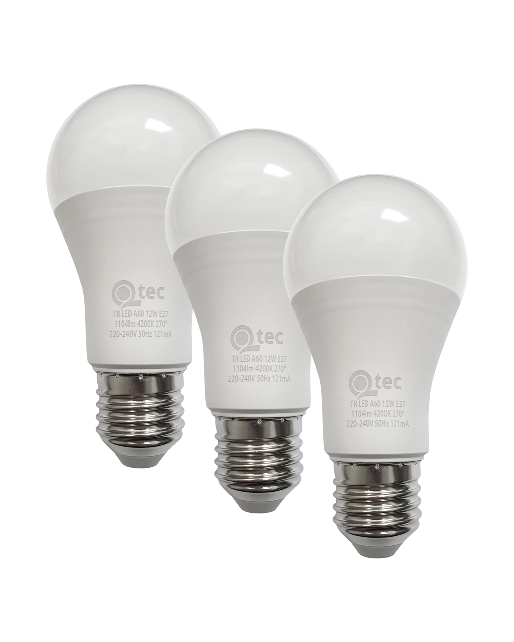 Q-TEC 12W/3 /A60/E27 4200K 1104lm semleges fehér 3 db-os