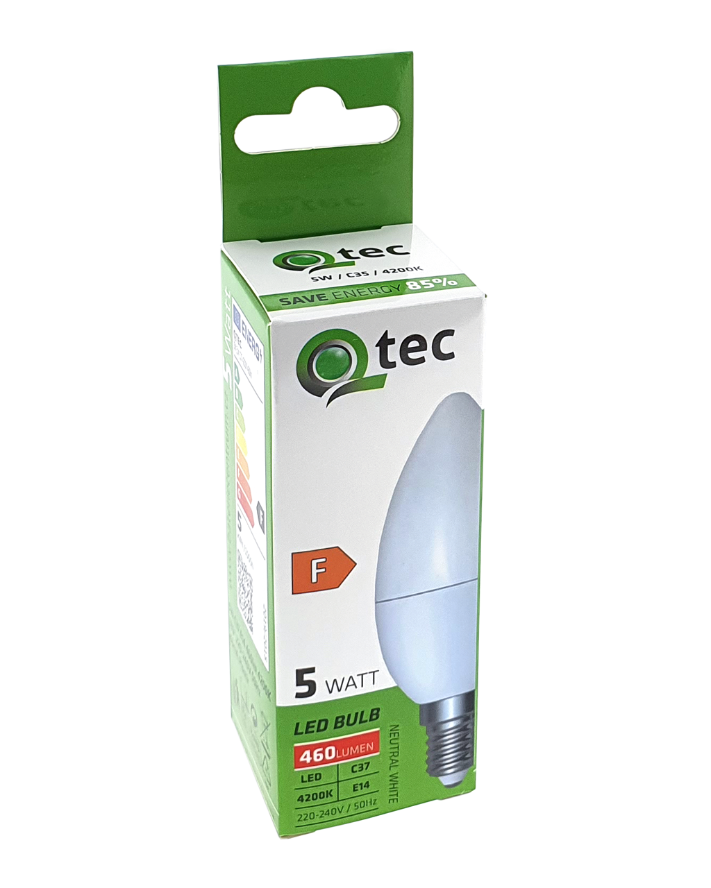 Q-TEC 5W C37 E14 4200K semleges fehér - Image 3