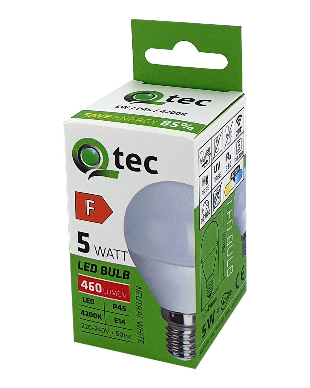 Q-TEC 5W P45 E14 4200K semleges fehér - Image 4