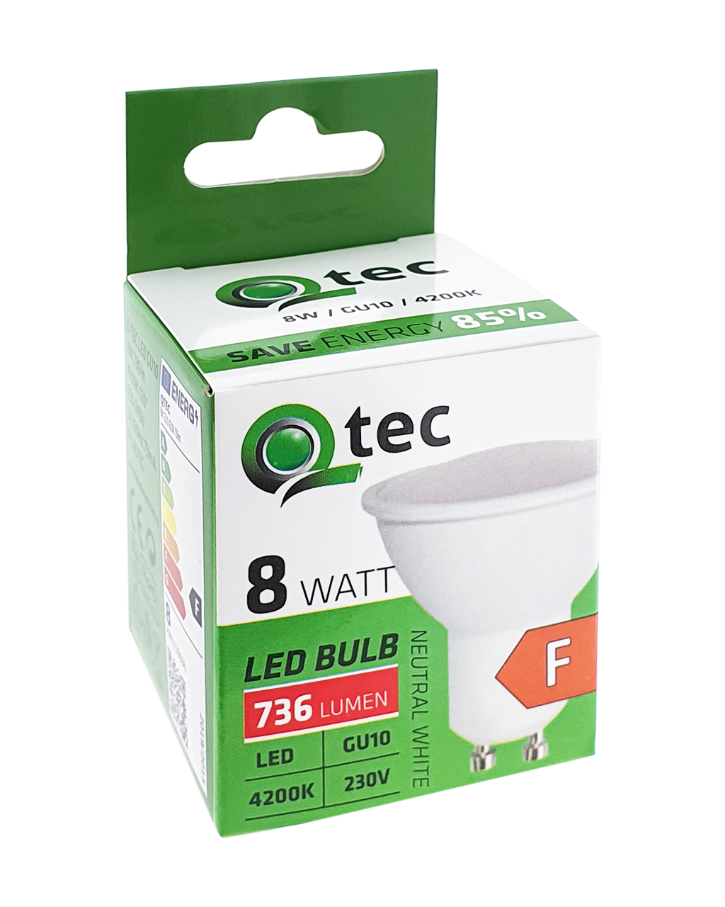 Q-TEC 8W GU10 736lm 4200K semleges fehér - Image 4