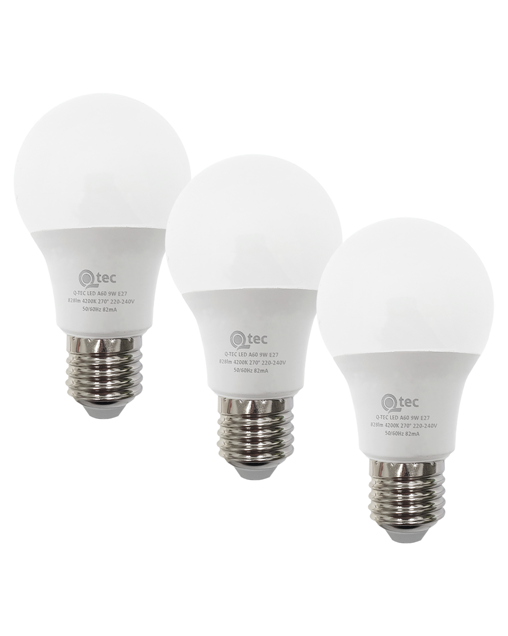 Q-TEC 9W/3 A60/E27 4200K 828lm/semleges fehér 3 db-os