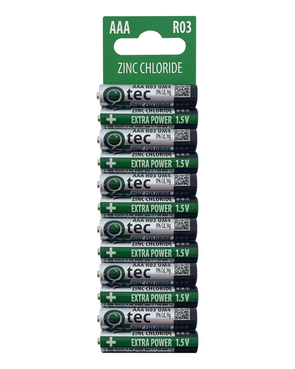 QTEC AAA/12 db R03/UM4 Extra erős cink-klorid elem QTEC AAA/12 db R03/UM4 Extra erős cink-klorid elem
