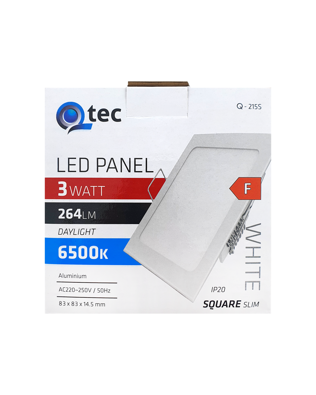 Q-215S LED panel 3W, 6500K süllyesztett négyzet alakú, - Image 3