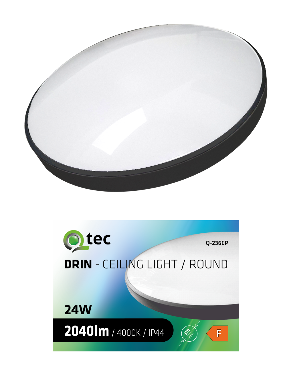 Q-236CP 24W 4000K ø37cm/kerek fekete QTEC LED mennyezeti lámpa - Image 3