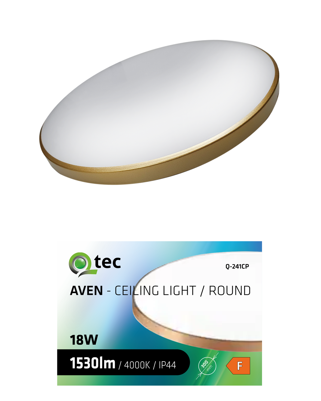 AVEN Q-241CP 18W 1530lm 4000K ø30cm/kerek aran QTEC LED mennyezeti lámpa - Image 4