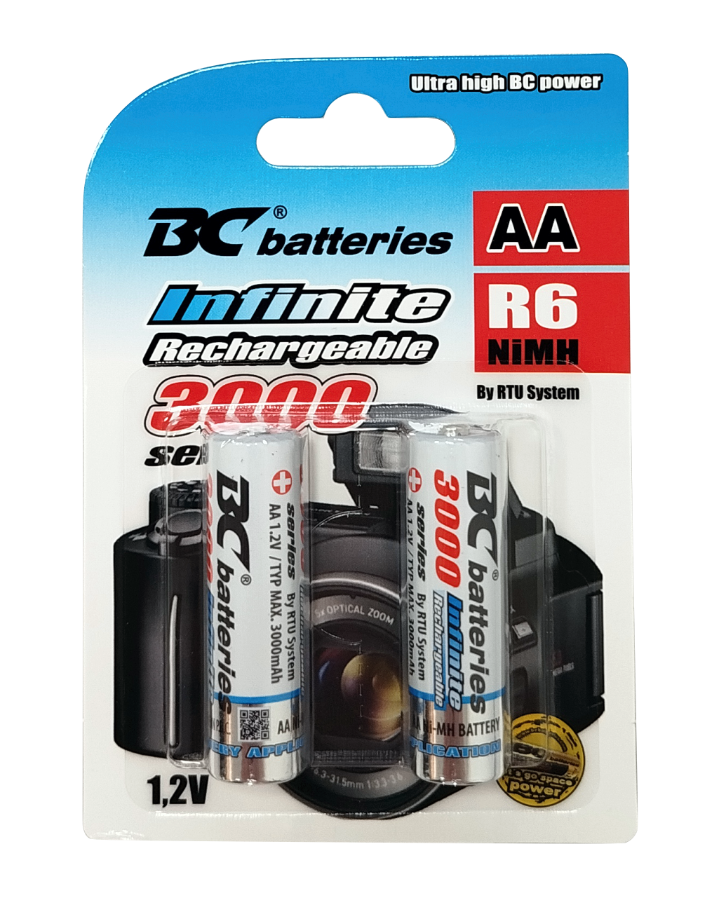 Újratölthető AA elem R6 3000 mA1.2V BC elem