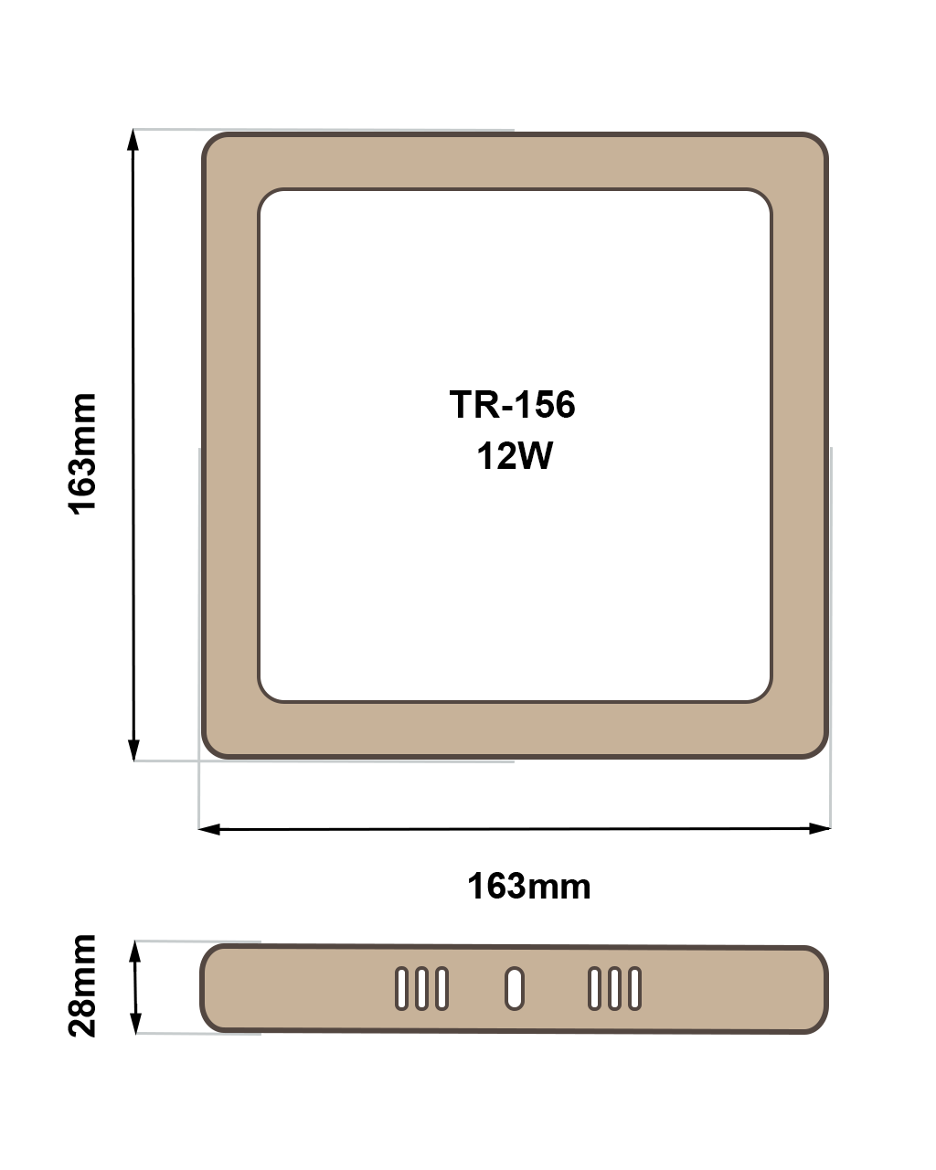 TR-156 LED panel 12W 1008lm 4200K fadekor - négyzet alakú felületre szerelt Trixline - Image 2