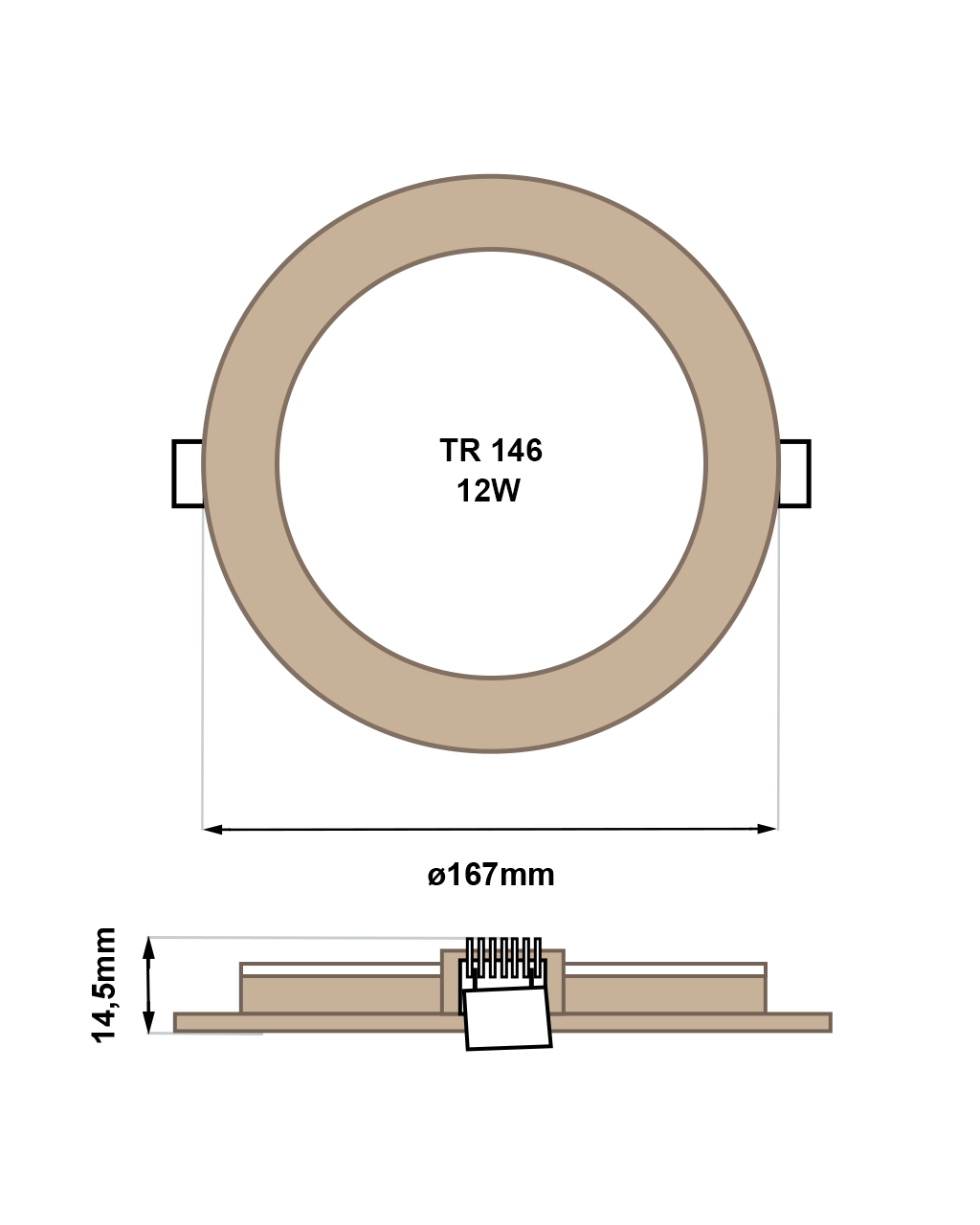 TR-146 LED panel 12W 1008lm 4200K fa dekor - kerek sullyesztit Trixline - Image 4