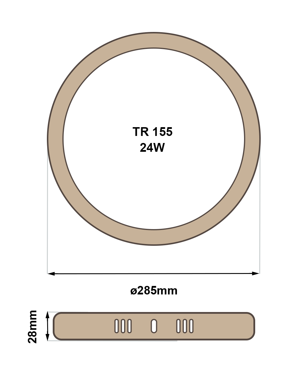 TR-155 LED panel 24W 2016lm 4200K fa dekor - kerek felületre szerelt Trixline - Image 3