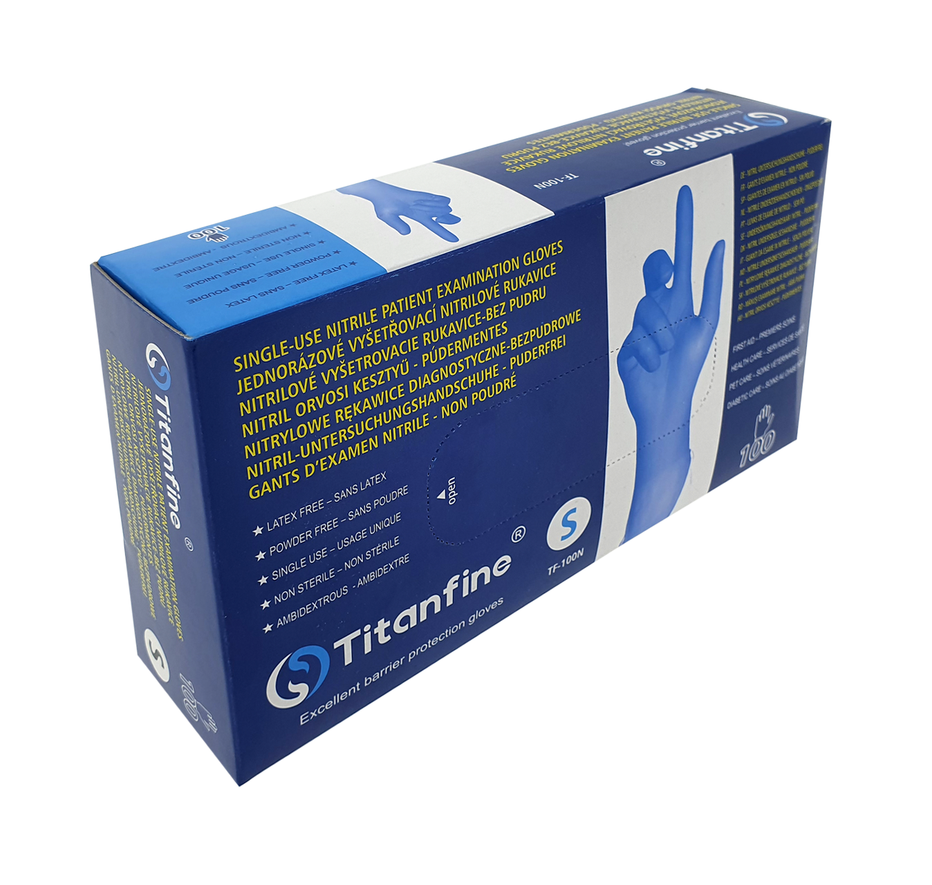 Titanfine TF-100N Eldobhato kesztyű – nitril S méret Titanfine TF-100N Eldobhato kesztyű – nitril S méret