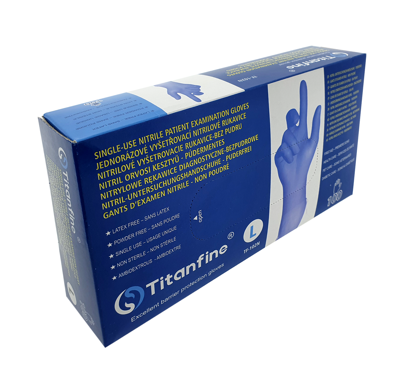 Titanfine TF-102N eldobhato kesztyű – nitril L méret Titanfine TF-102N eldobhato kesztyű – nitril L méret