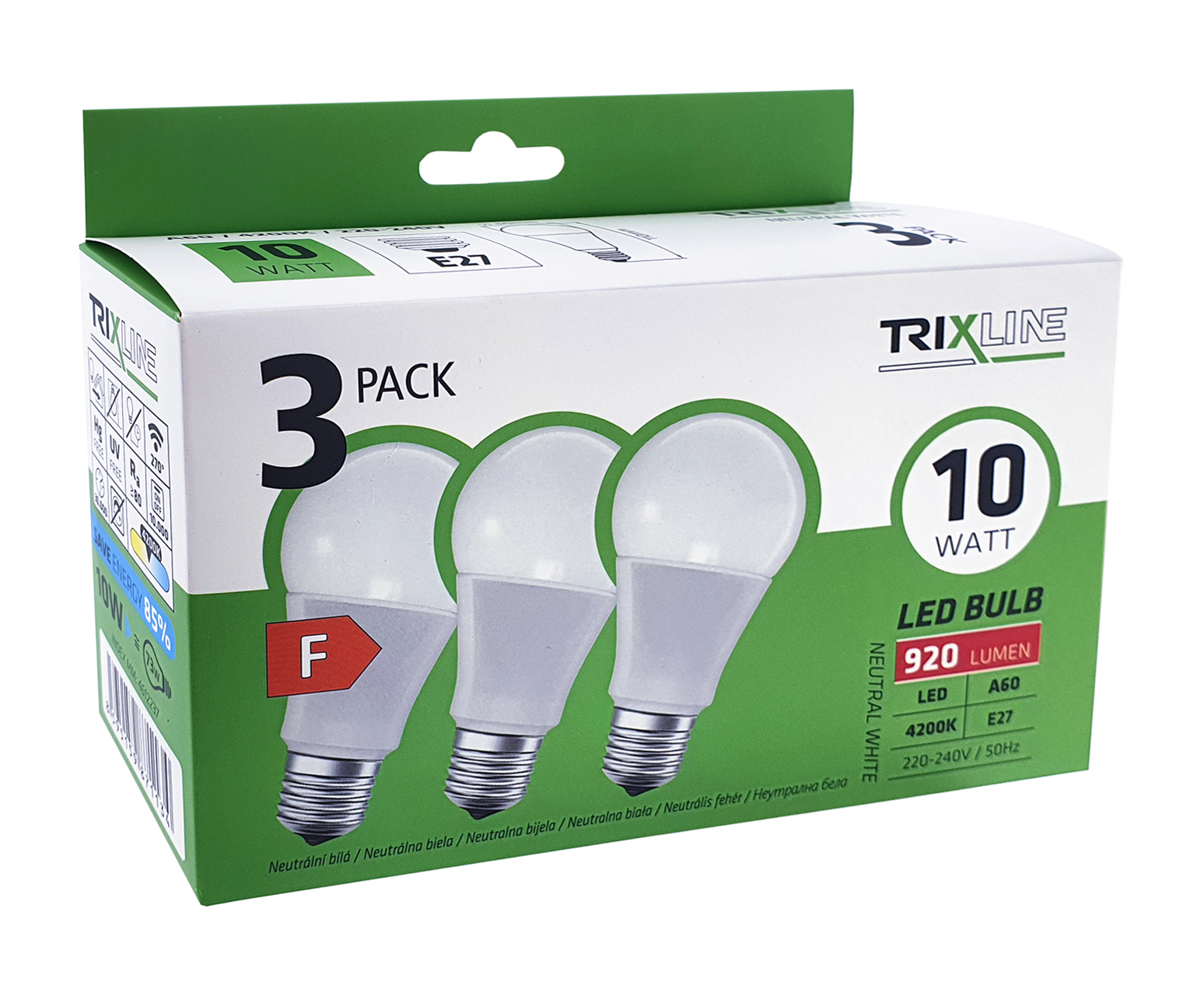 Tixline 10W/3db A60 E27 4200K semles fehér 3 db-os Tixline 10W/3db A60 E27 4200K semles fehér 3 db-os