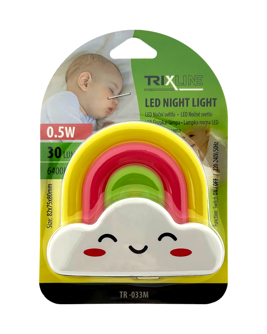 TR-033M LED 0.5W éjszakai fény szivárvány - Rainbow Trixline - Image 4