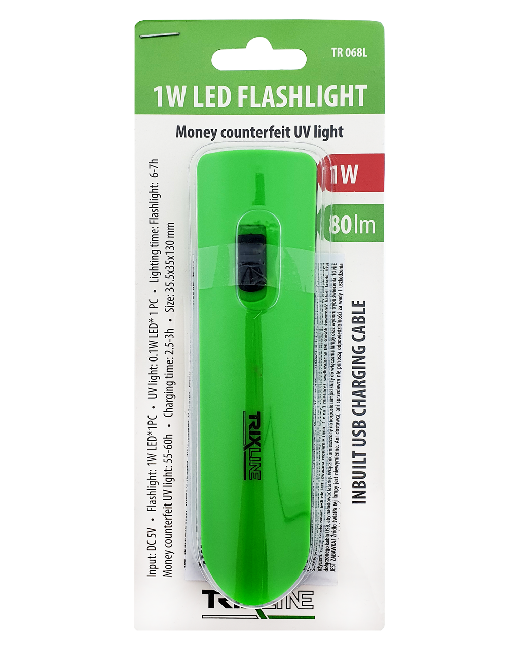 TR-068L LED-es kézi zseblámpa UV bankjegyszárító zöld Trixline TR-068L LED-es kézi zseblámpa UV bankjegyszárító zöld Trixline