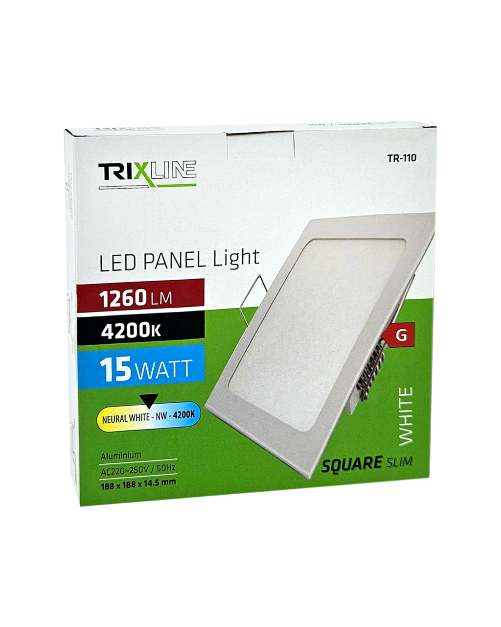 TR-110 LED panel 15W 1260lm 4200K – négyzet alakú Trixline TR-110 LED panel 15W 1260lm 4200K – négyzet alakú Trixline