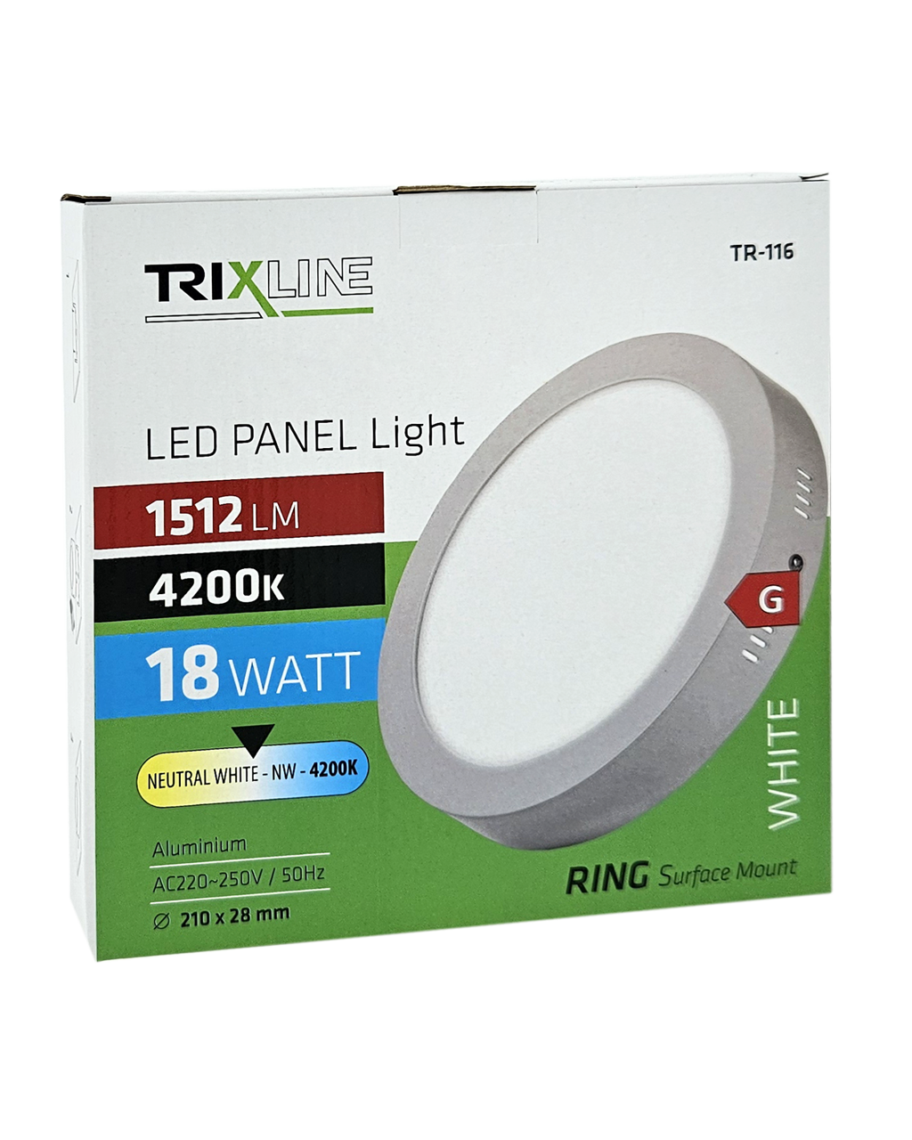TR-116 LED panel 18W 1512lm 4200K – kerek, felületre szerelhető Trixline TR-116 LED panel 18W 1512lm 4200K – kerek, felületre szerelhető Trixline
