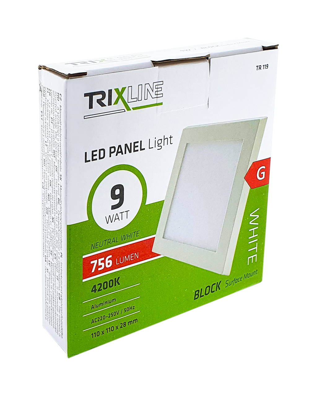 TR 119 LED panel, 9W, 4200K négyzet alakú, felületre szerelhető, TR 119 LED panel, 9W, 4200K négyzet alakú, felületre szerelhető,