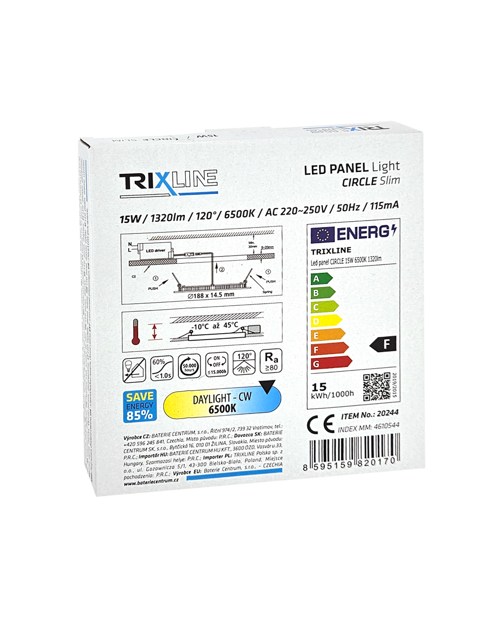 TR-129 LED panel 15W 1320lm 6500K - kerek Trixline - Image 3
