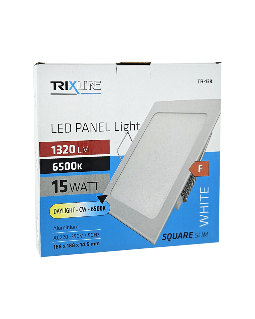 TR-138 LED panel 15W 1320lm 6500K, négyzet alakú süllyesztett Trixline - Image 4