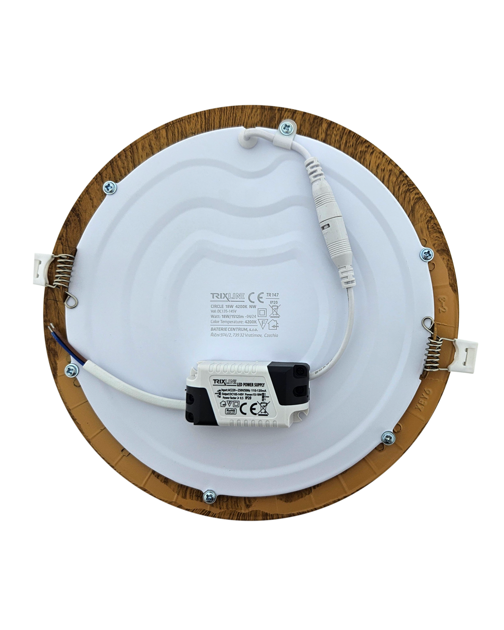 TR-147 LED panel 18W 1512lm 4200K fa dekor – kerek sullyesztit Trixline TR-147 LED panel 18W 1512lm 4200K fa dekor – kerek sullyesztit Trixline