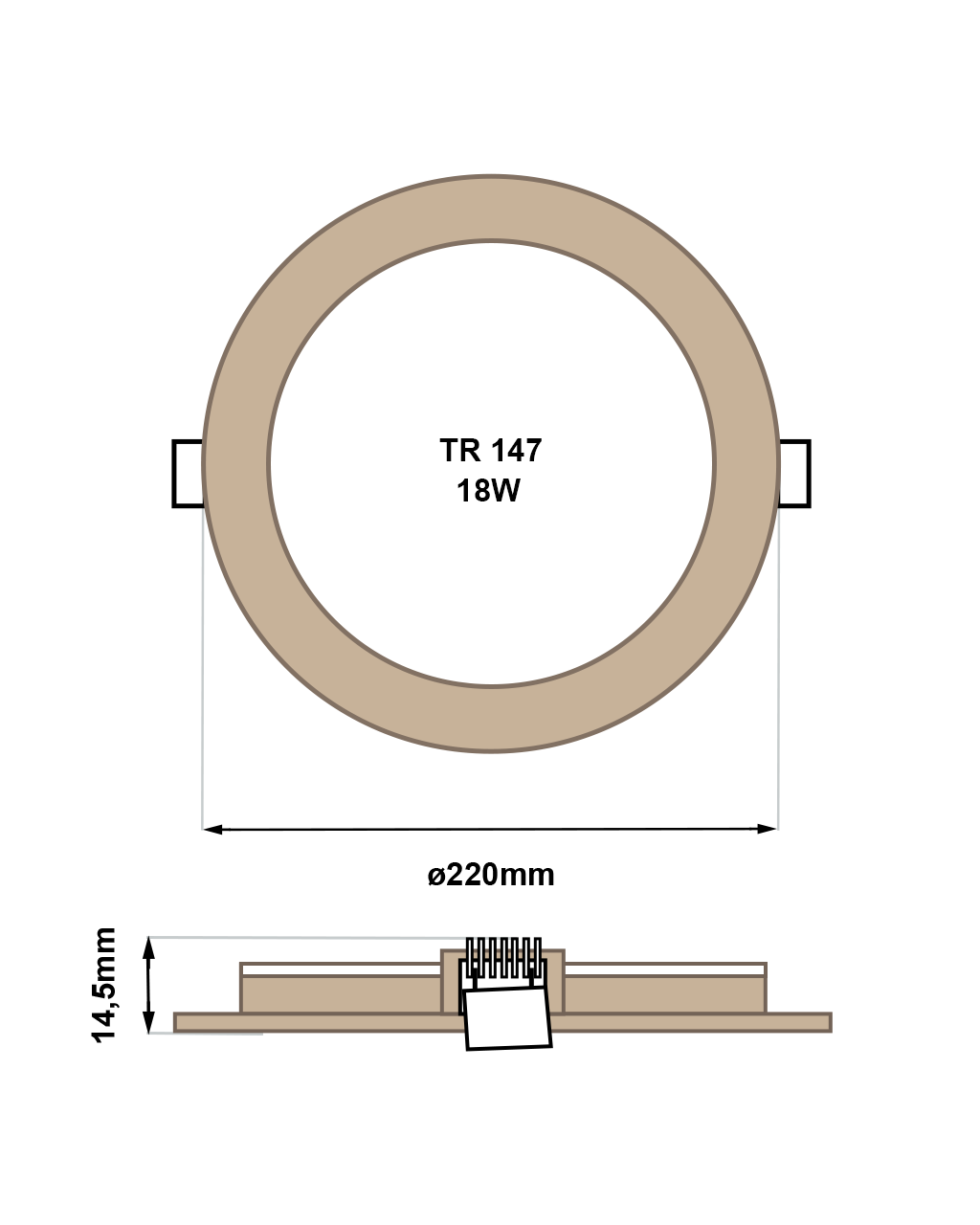 TR-147 LED panel 18W 1512lm 4200K fa dekor – kerek sullyesztit Trixline TR-147 LED panel 18W 1512lm 4200K fa dekor – kerek sullyesztit Trixline