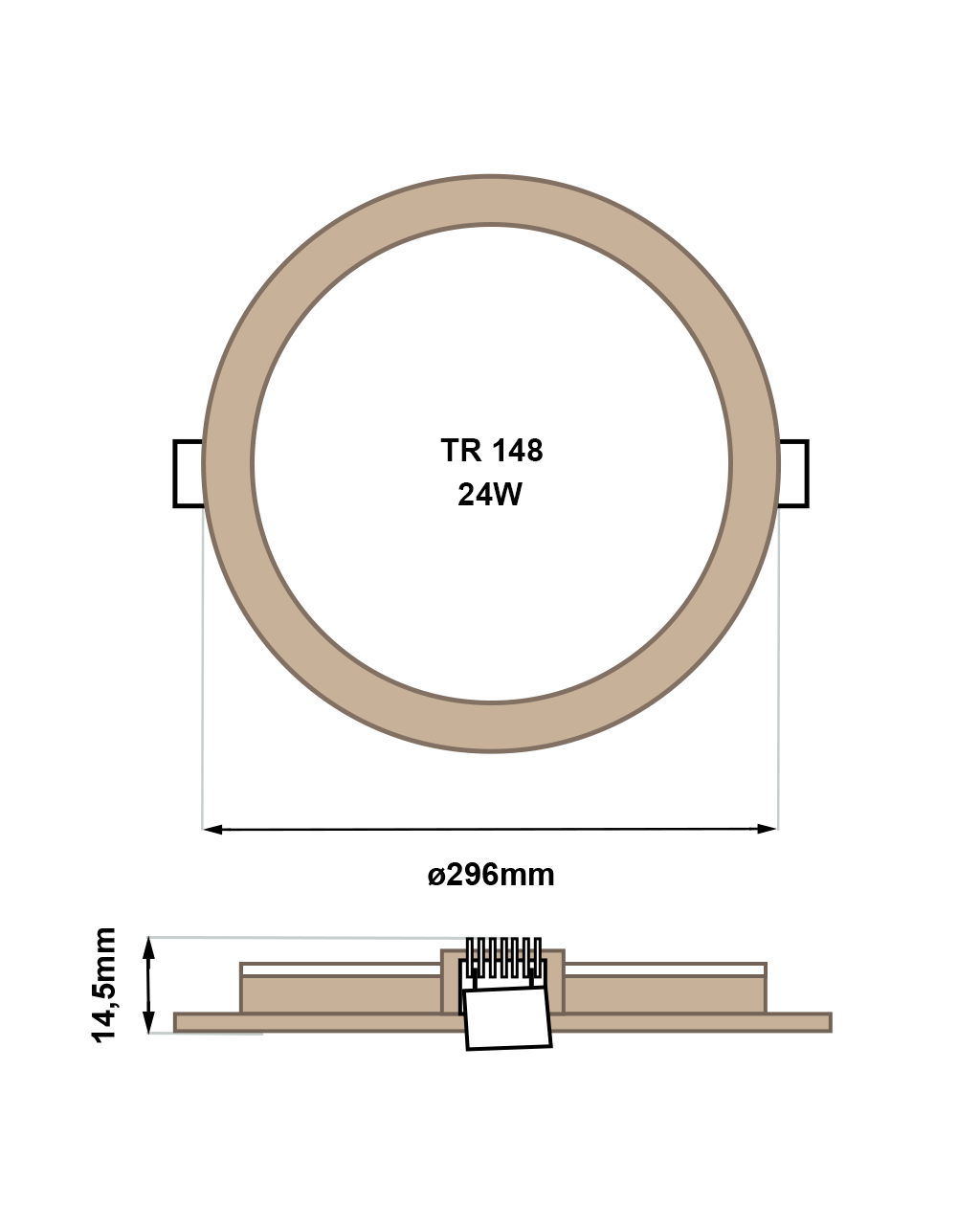 TR-148 LED panel 24W 2016lm 4200K fa dekor – kerek sullyesztit Trixline TR-148 LED panel 24W 2016lm 4200K fa dekor – kerek sullyesztit Trixline
