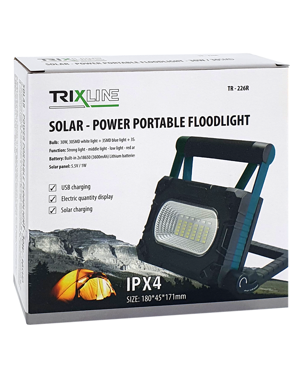 TR-226R 30W Napelemes hordozható spotlámpa TRIXLINE TR-226R 30W Napelemes hordozható spotlámpa TRIXLINE