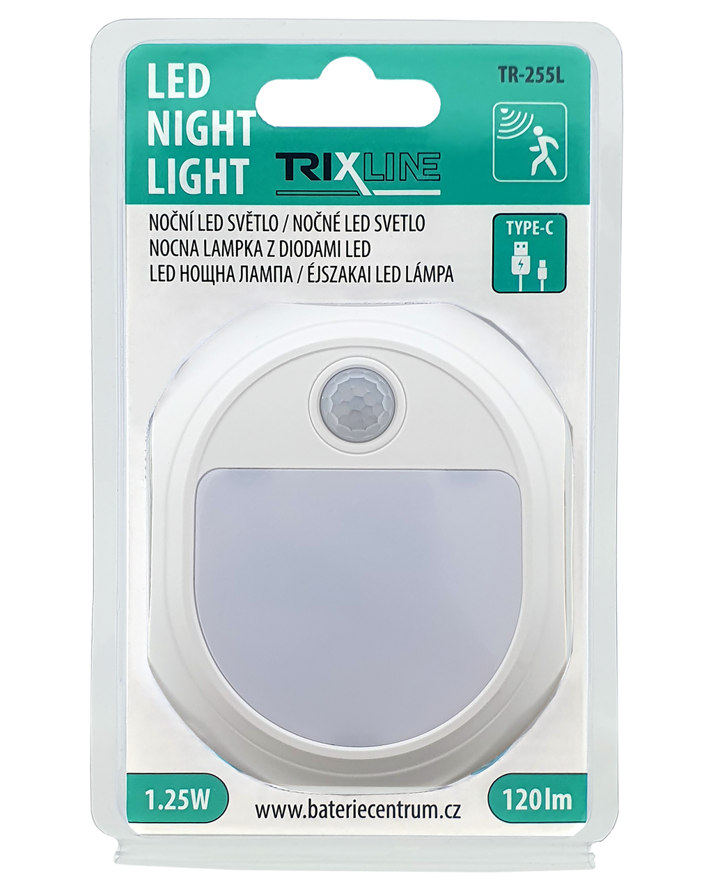 TR-255L LED éjszakai fény mozgásérzékelővel + USB-C Trixline TR-255L LED éjszakai fény mozgásérzékelővel + USB-C Trixline