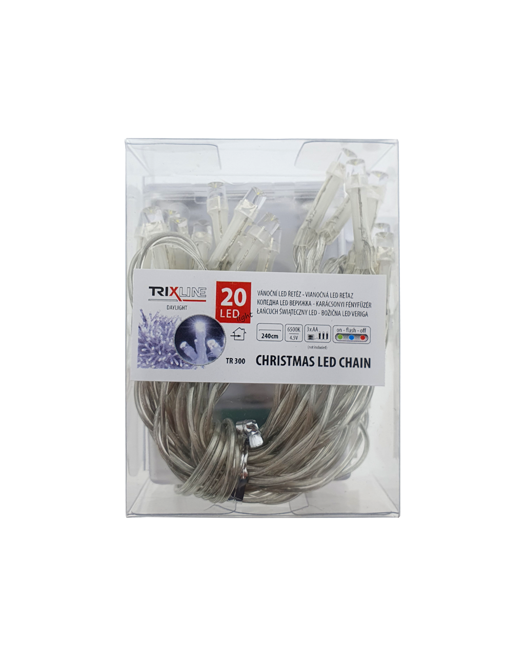 TR 300 karácsonyi húr 20LED 6500K 2,4 m nappali fehér Trixline TR 300 karácsonyi húr 20LED 6500K 2,4 m nappali fehér Trixline