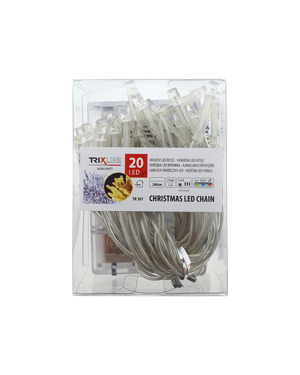TR 301 karácsonyi húr 20LED 2700K 2,4 m meleg fehér Trixline - Image 2