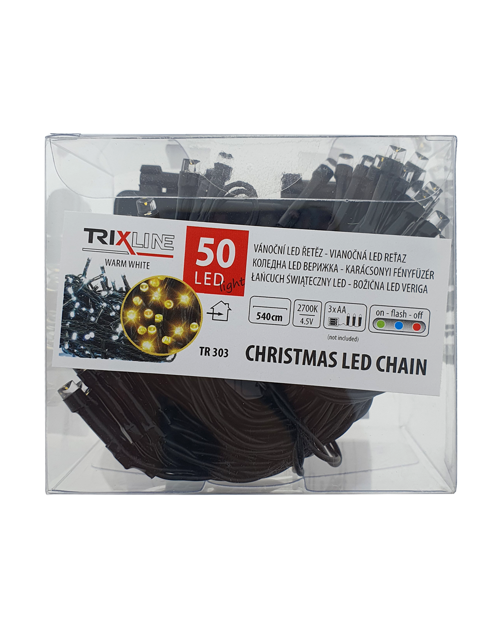 TR 303 karácsonyi húr 50LED 2700K 5,4 m meleg fehér Trixline TR 303 karácsonyi húr 50LED 2700K 5,4 m meleg fehér Trixline