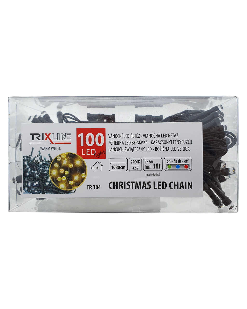 TR 304 karácsonyi húr 100LED 2700K 10,8 m meleg fehér Trixline - Image 2