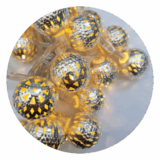 TR 308 Karácsonyi lánc marokokói golyókkal 20LED 2,5 m 2700K meleg fehér Trixline