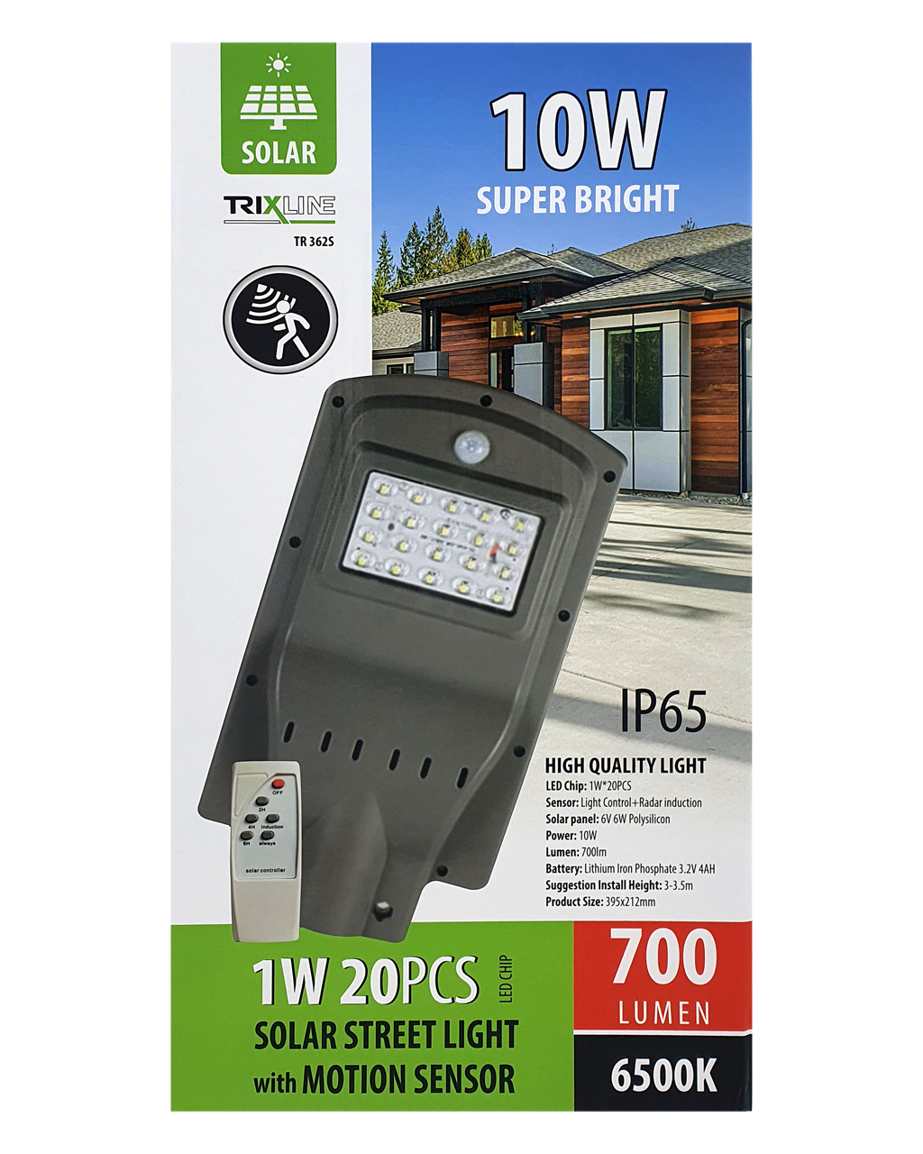 TR 362S Napelemes 10W-os utcai lámpa mozgásérzékelővel TRIXLINE - Image 2