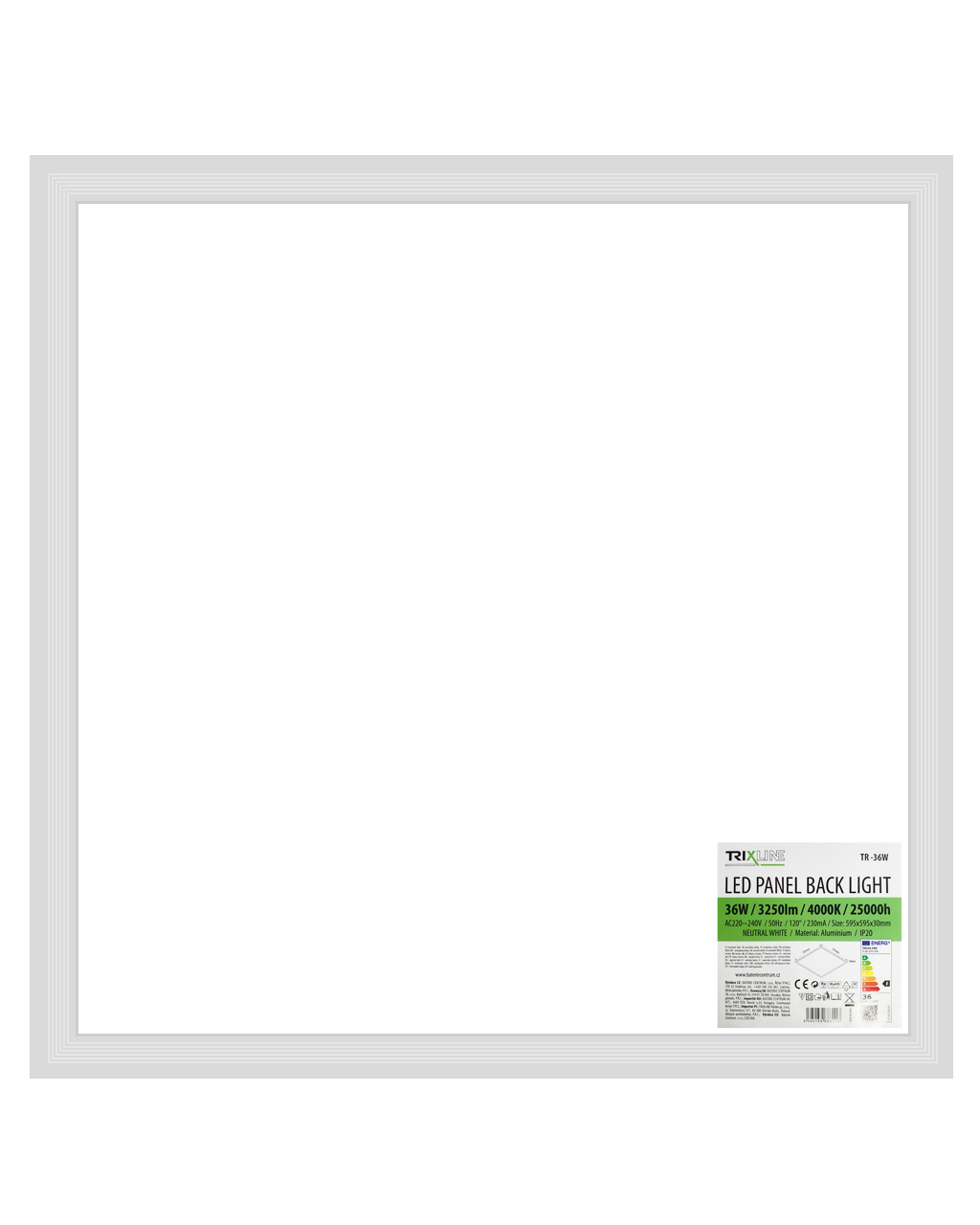 TR-36W LED PANEL 4000K 595x595x30mm Trixline TR-36W LED PANEL 4000K 595x595x30mm Trixline