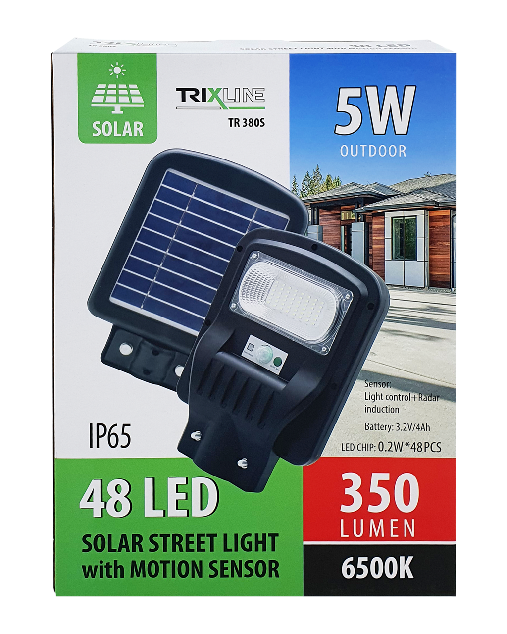 TR 380S Napelemes 5W-os utcai lámpa mozgáérzékelővel TRIXLINE - Image 2