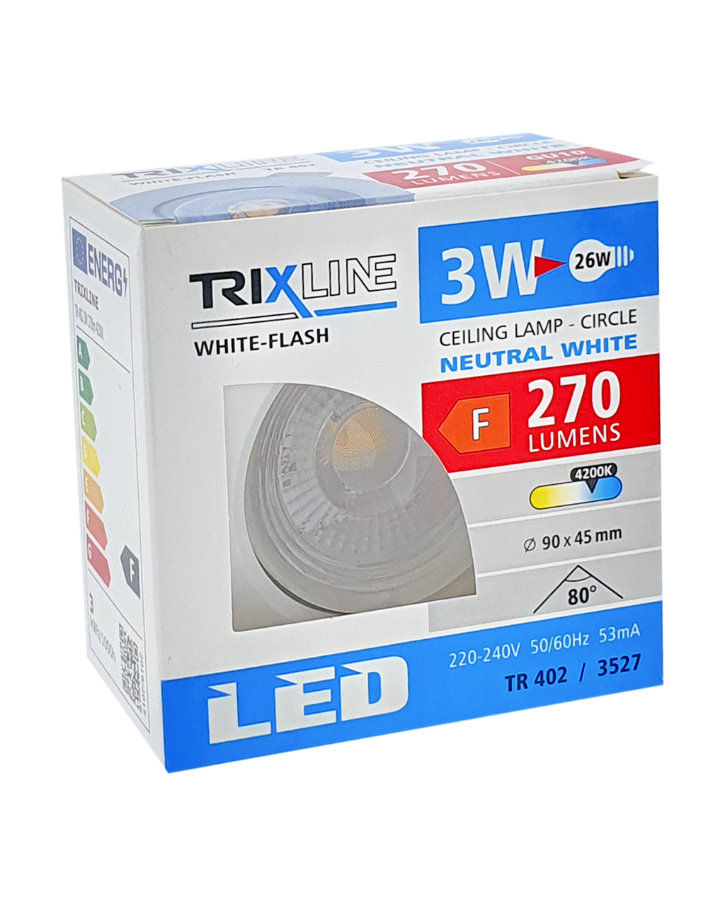 TR 402 LED spotlámpa 3W / 3527 Fehér TRIXLINE TR 402 LED spotlámpa 3W / 3527 Fehér TRIXLINE
