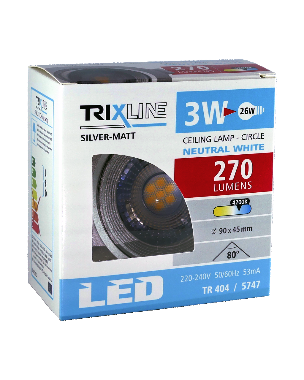 TR 404 LED spotlámpa 3W TRIXLINE Mennyezeti TR 404 LED spotlámpa 3W TRIXLINE Mennyezeti